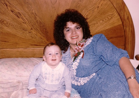 Mardie with her son, who is now in his thirties