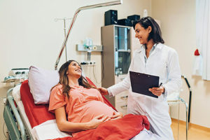 Pregnant woman preparing for delivery